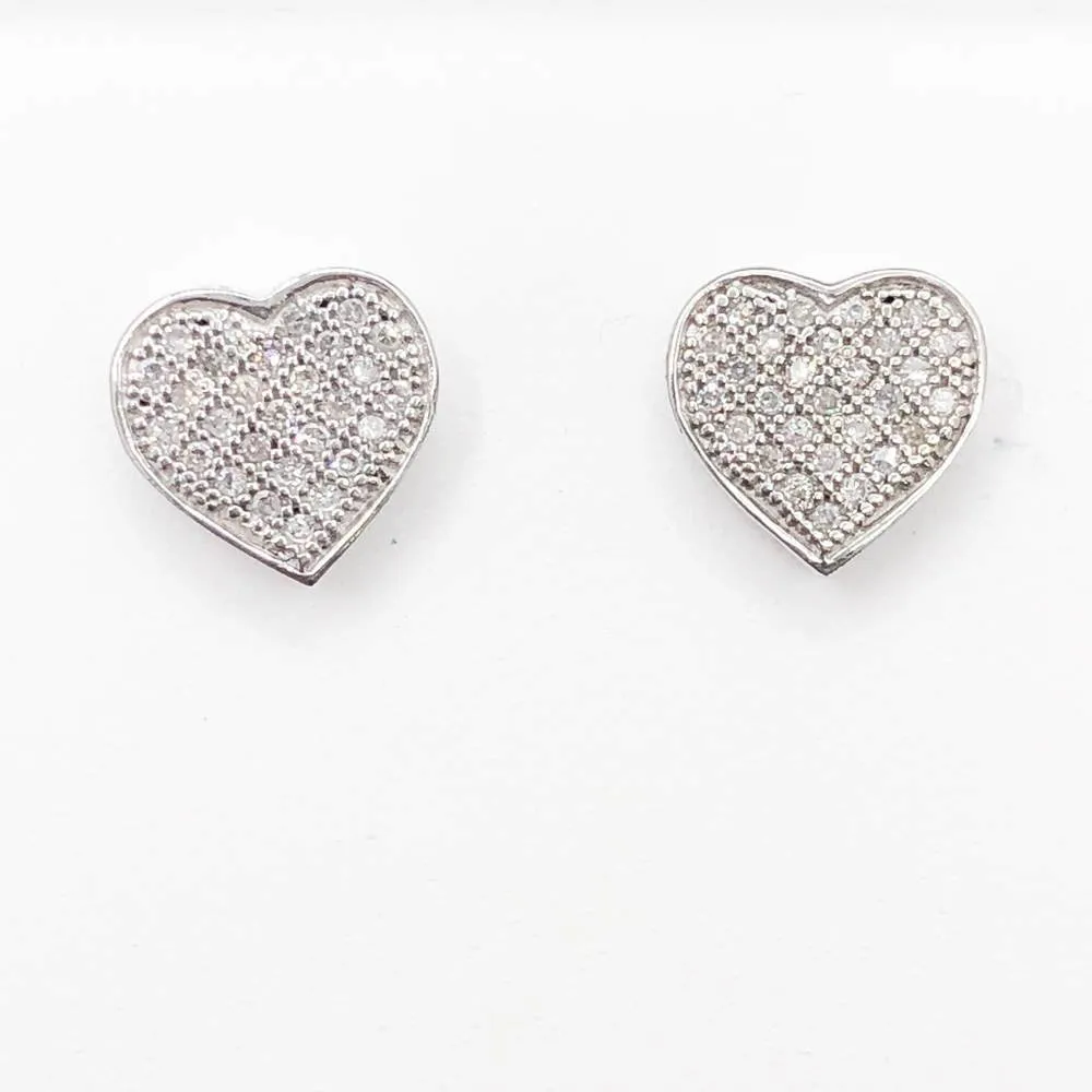 Heart Diamond .25cttw Earrings .925 Sterling Silver