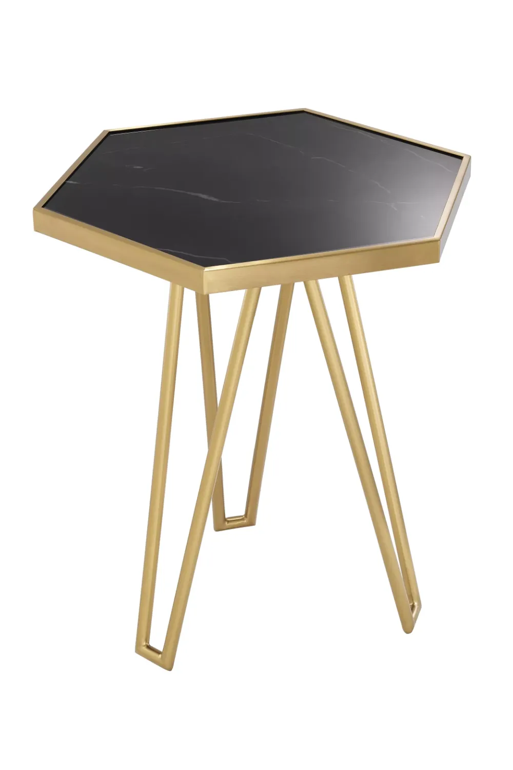 Hexagonal Brass Leg Side Table | Eichholtz Samson