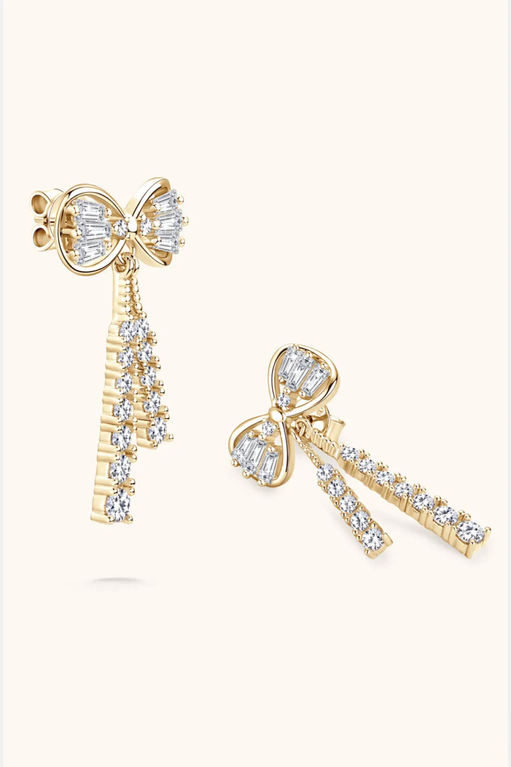 HGA 1.12 Carat Moissanite 925 Sterling Silver Bow Earrings