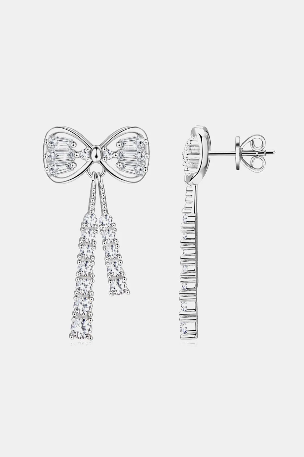 HGA 1.12 Carat Moissanite 925 Sterling Silver Bow Earrings