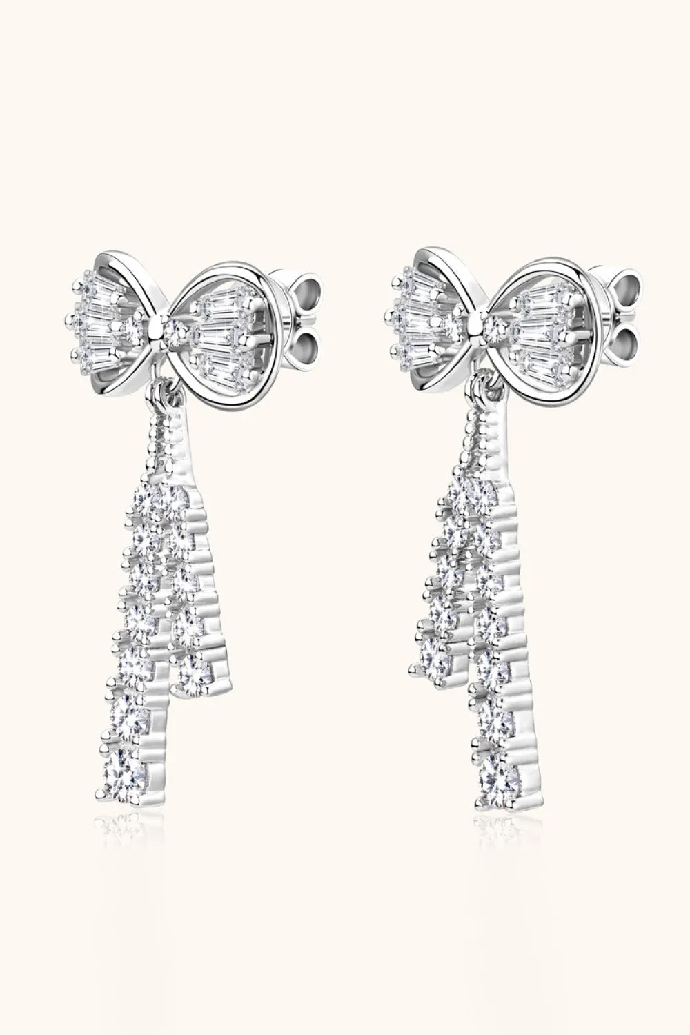 HGA 1.12 Carat Moissanite 925 Sterling Silver Bow Earrings