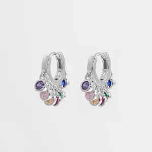 HGA Secret Rainbow Sterling Silver Huggie Earrings