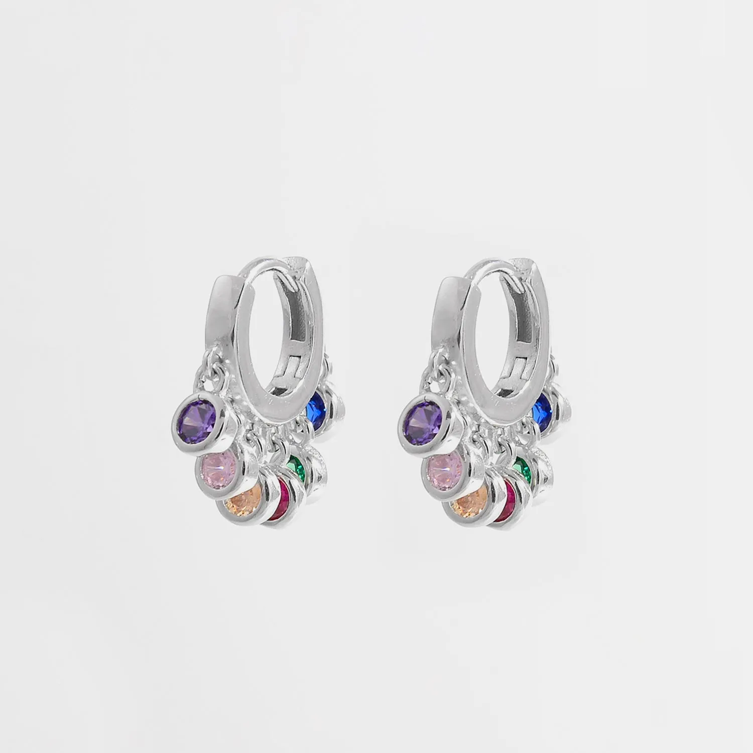 HGA Secret Rainbow Sterling Silver Huggie Earrings
