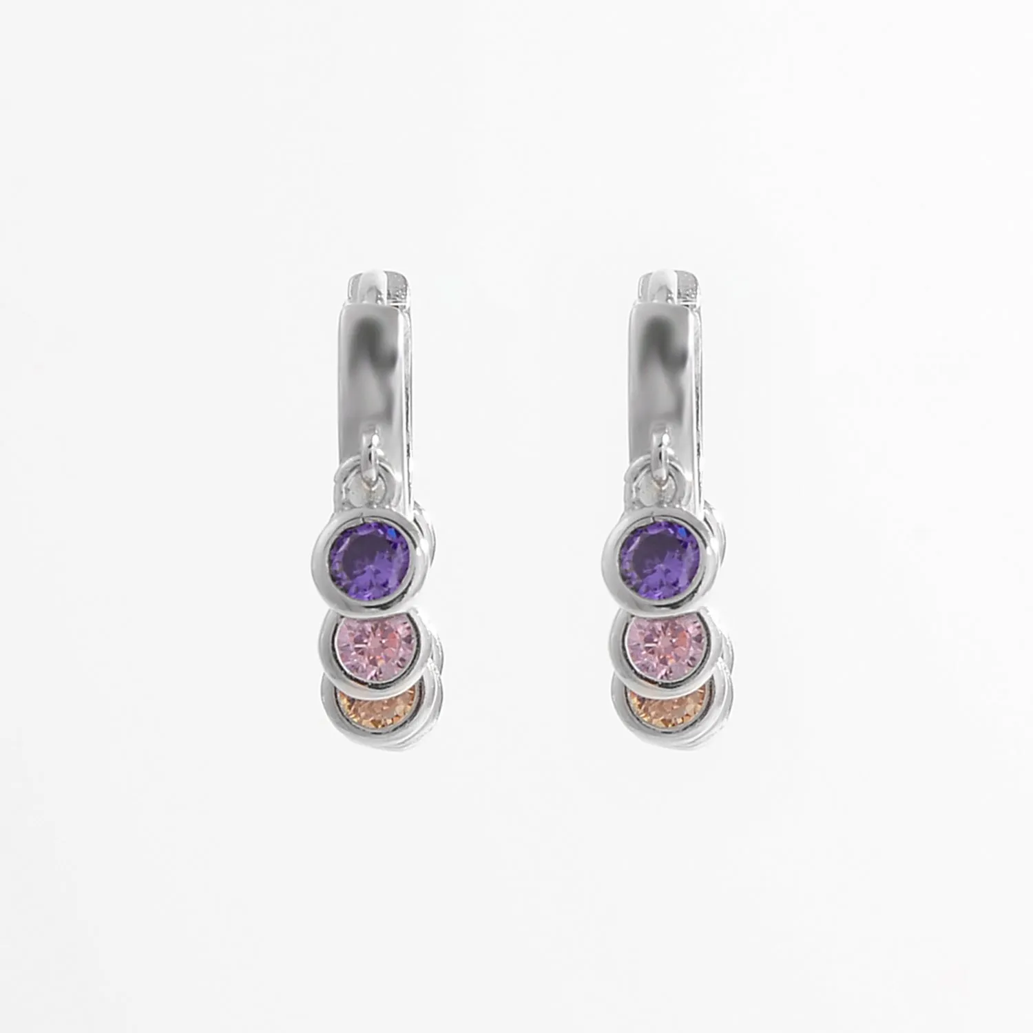 HGA Secret Rainbow Sterling Silver Huggie Earrings