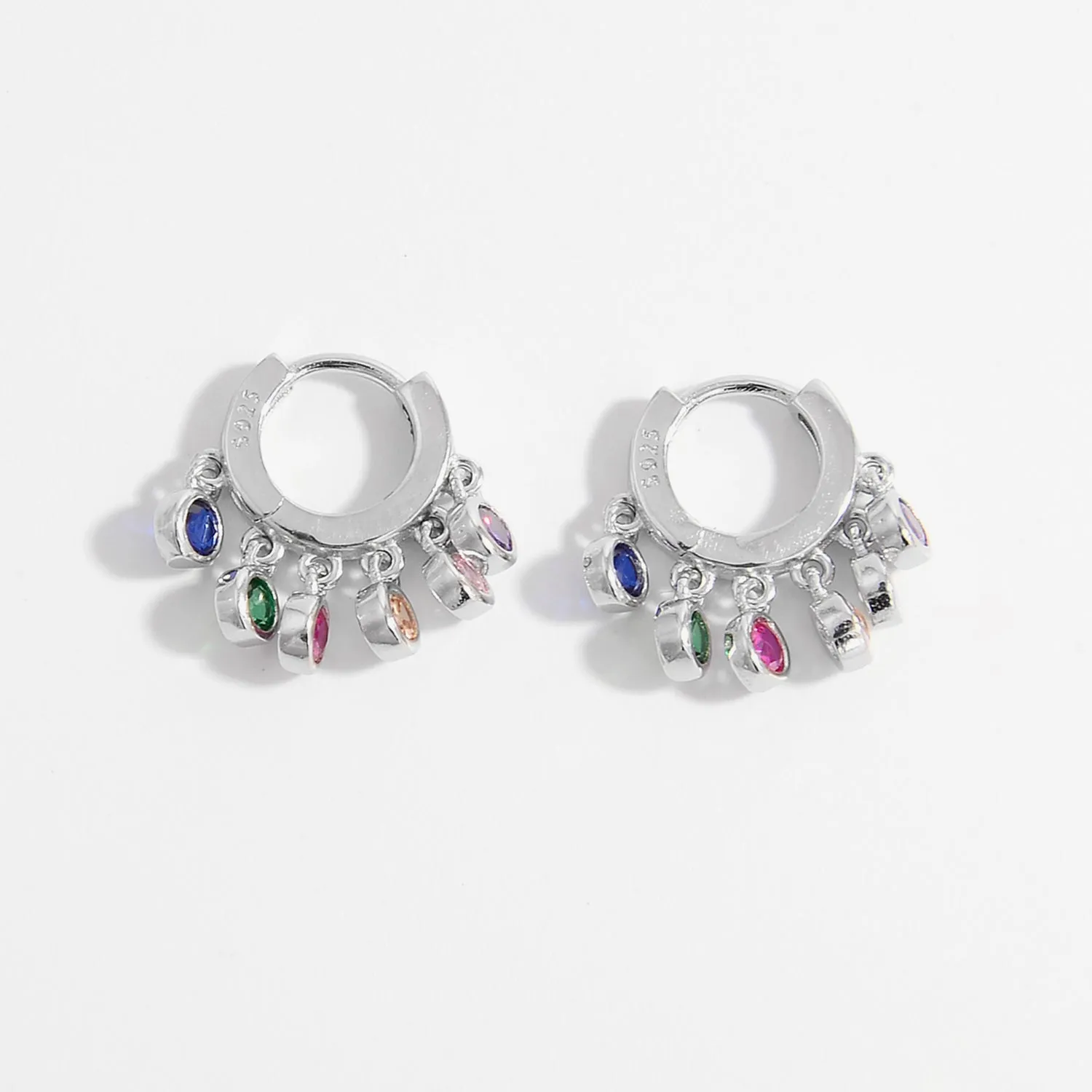 HGA Secret Rainbow Sterling Silver Huggie Earrings
