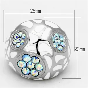 High polished (no plating) Stainless Steel Ring with Top Grade Crystal in Aquamarine AB for Women Style TK1172
