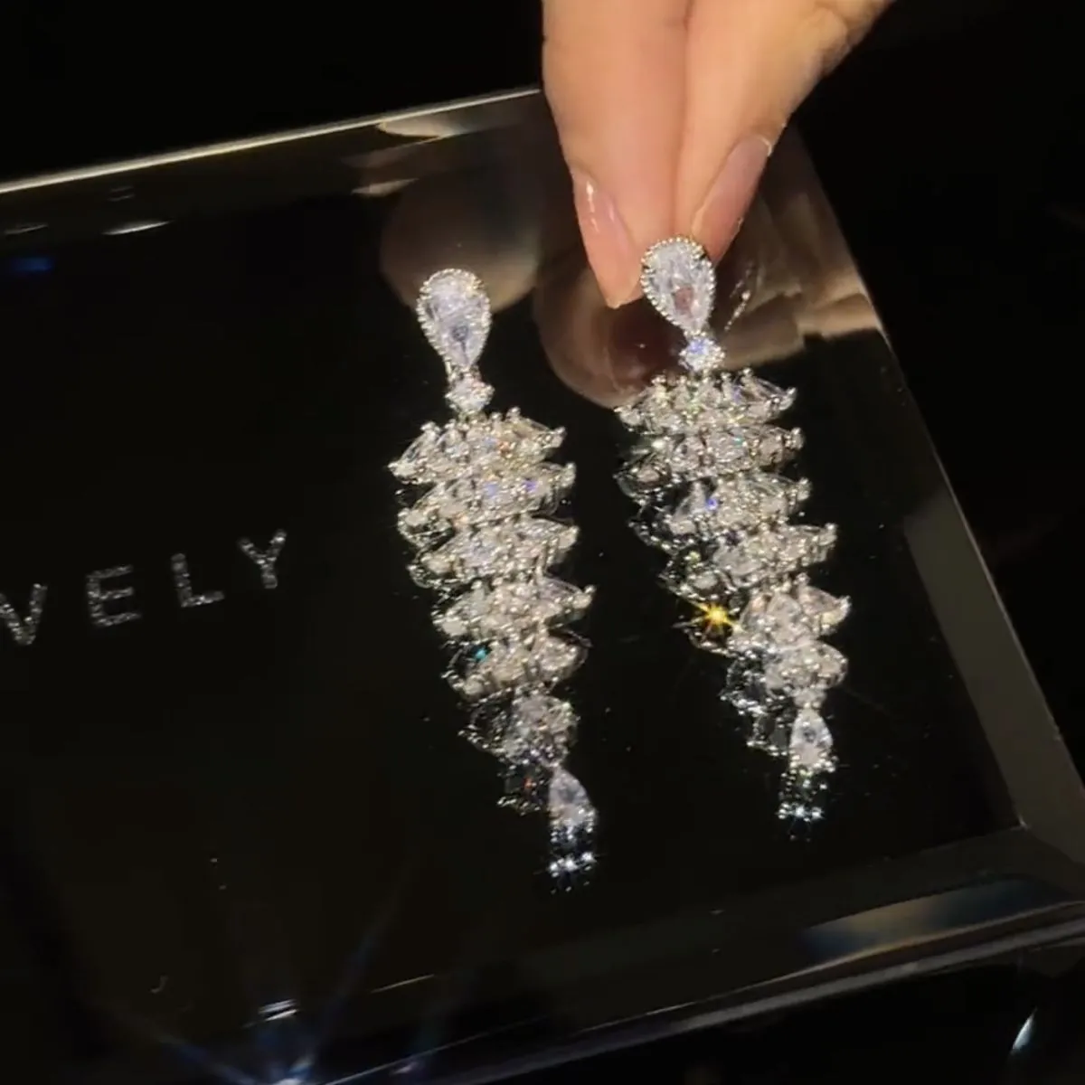 Holiday Sparkle Tree Drops - Zircon Christmas Tree Drop Earrings