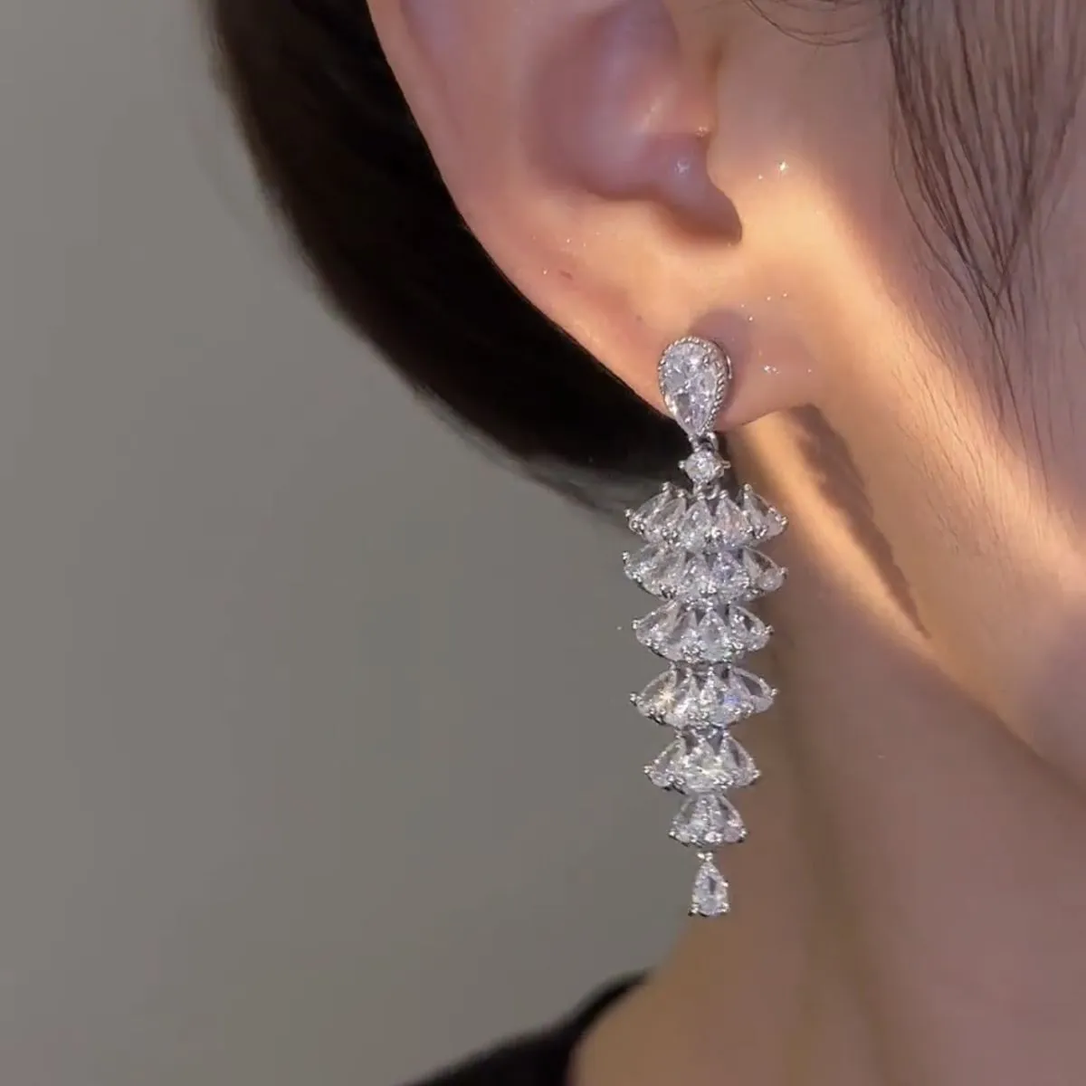 Holiday Sparkle Tree Drops - Zircon Christmas Tree Drop Earrings