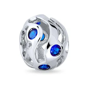 Imitation Amethyst Sapphire CZ Blue Purple Wave Bead Charm Barrel