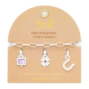 Interchangeable Charm Bracelet - Amethyst/Protection/Silver