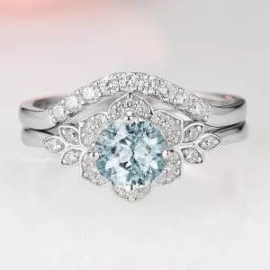 Jasmine Aquamarine Ring Set- Sterling Silver