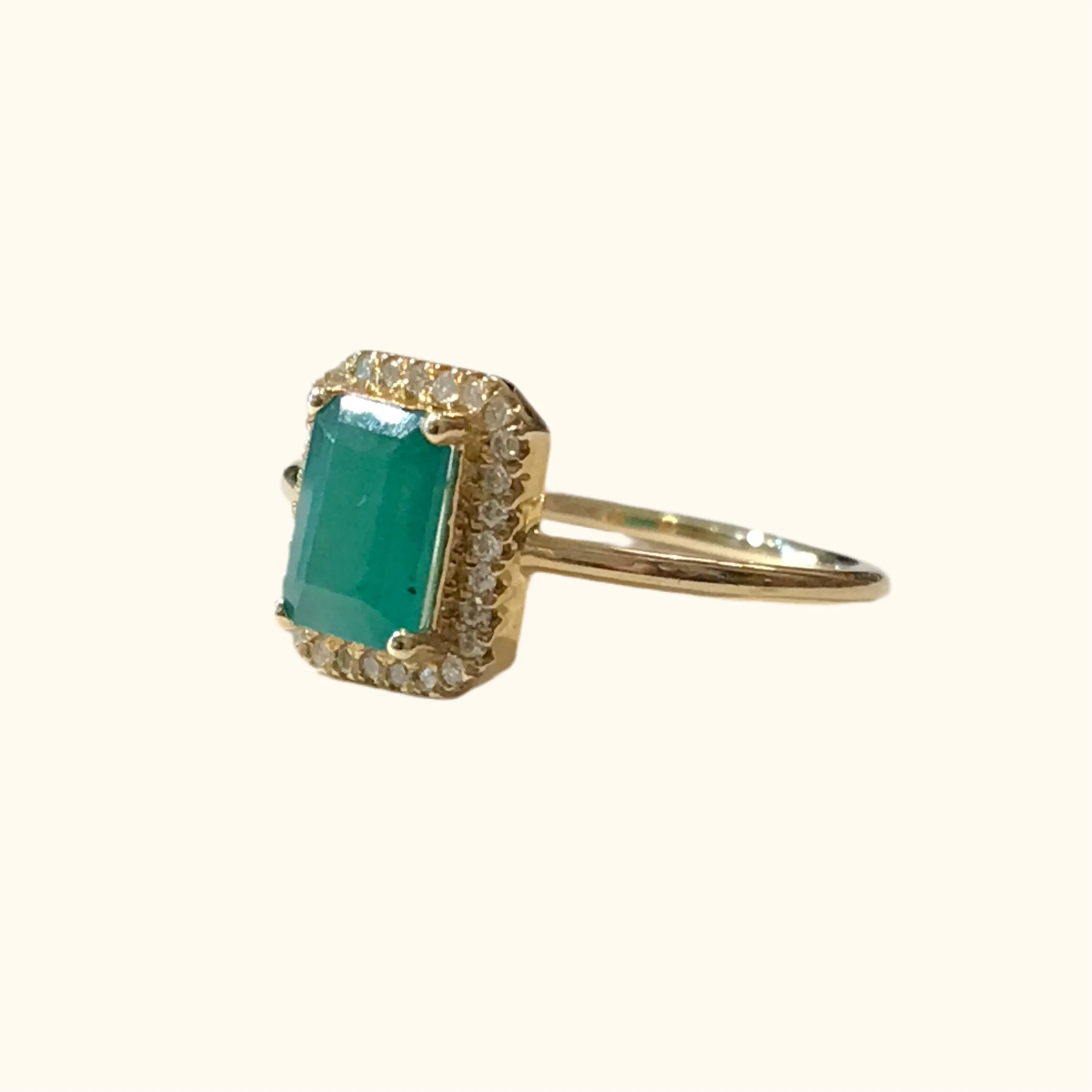 Jin Emerald Baguette Cocktail Ring