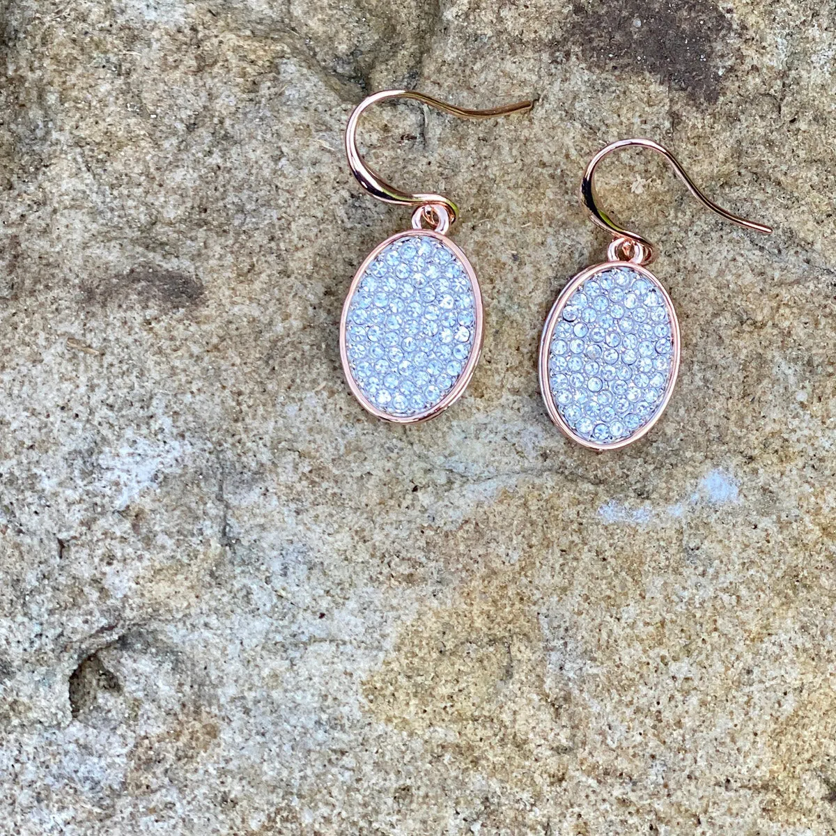 Jocelyn Two Tone Silver Rose Gold Oval Earrings