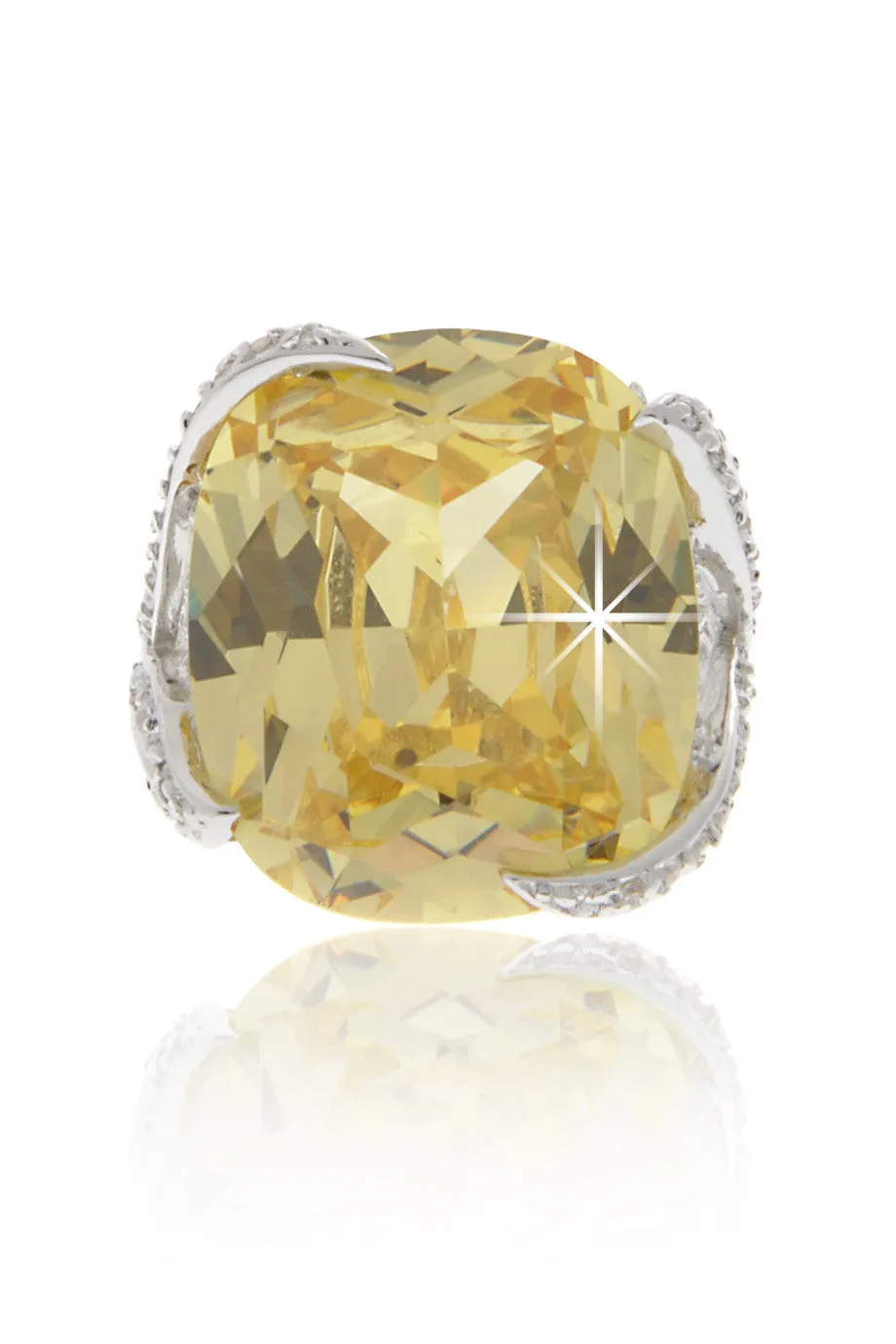 KENNETH JAY LANE CASSANDRA Yellow Crystal Cocktail Ring