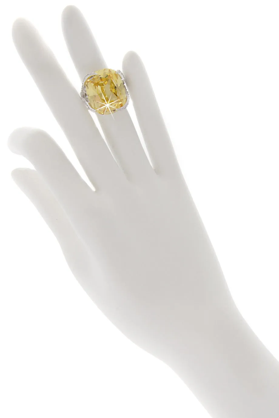 KENNETH JAY LANE CASSANDRA Yellow Crystal Cocktail Ring