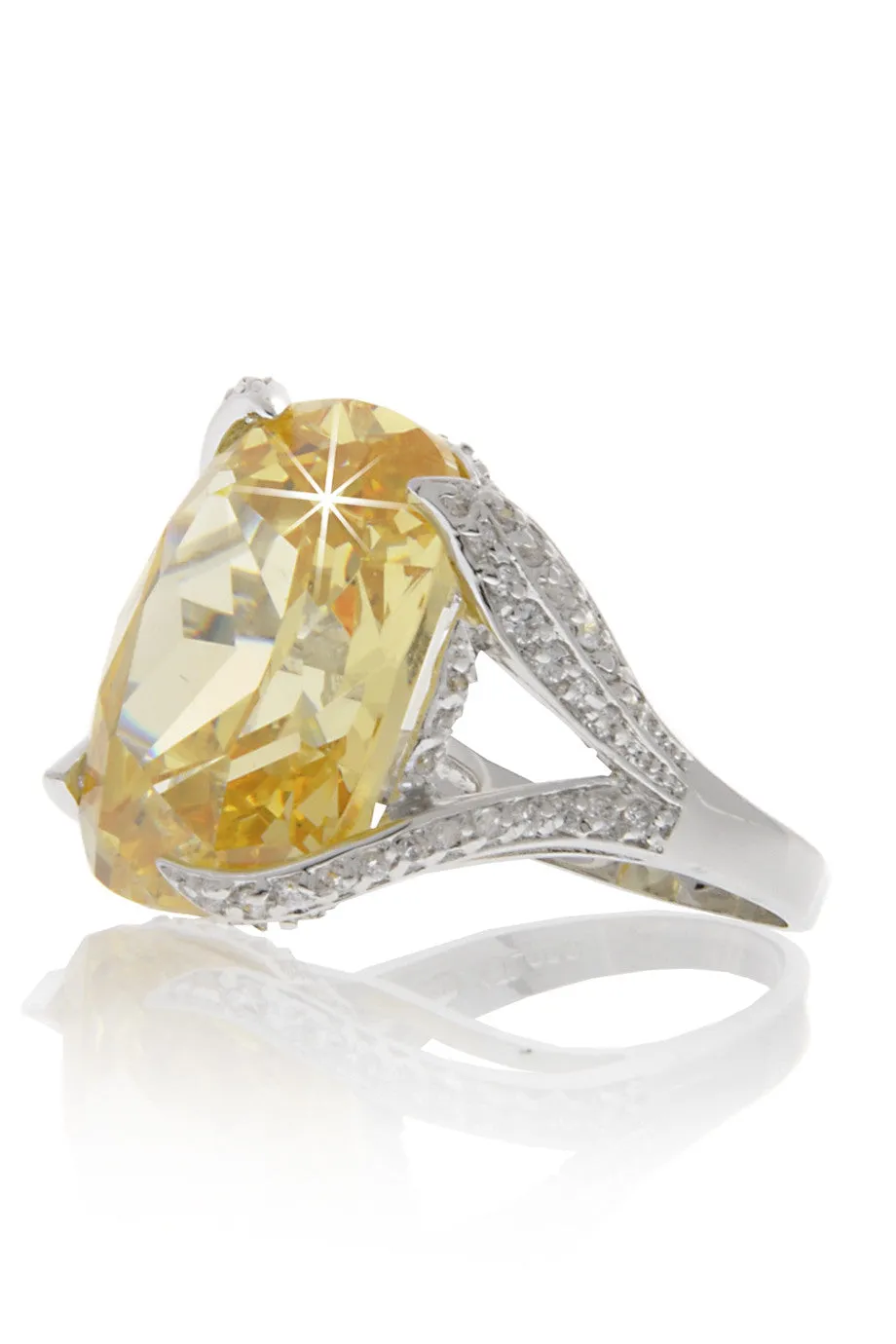 KENNETH JAY LANE CASSANDRA Yellow Crystal Cocktail Ring