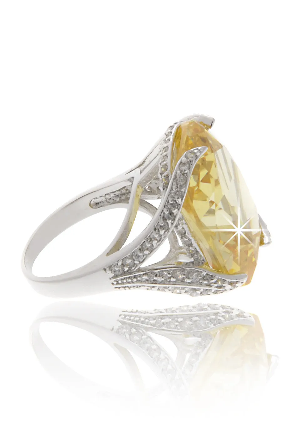 KENNETH JAY LANE CASSANDRA Yellow Crystal Cocktail Ring