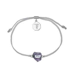 KIDS CRYSTAL BRACELET -PASTEL GREY WITH AMETHYST - SILVER