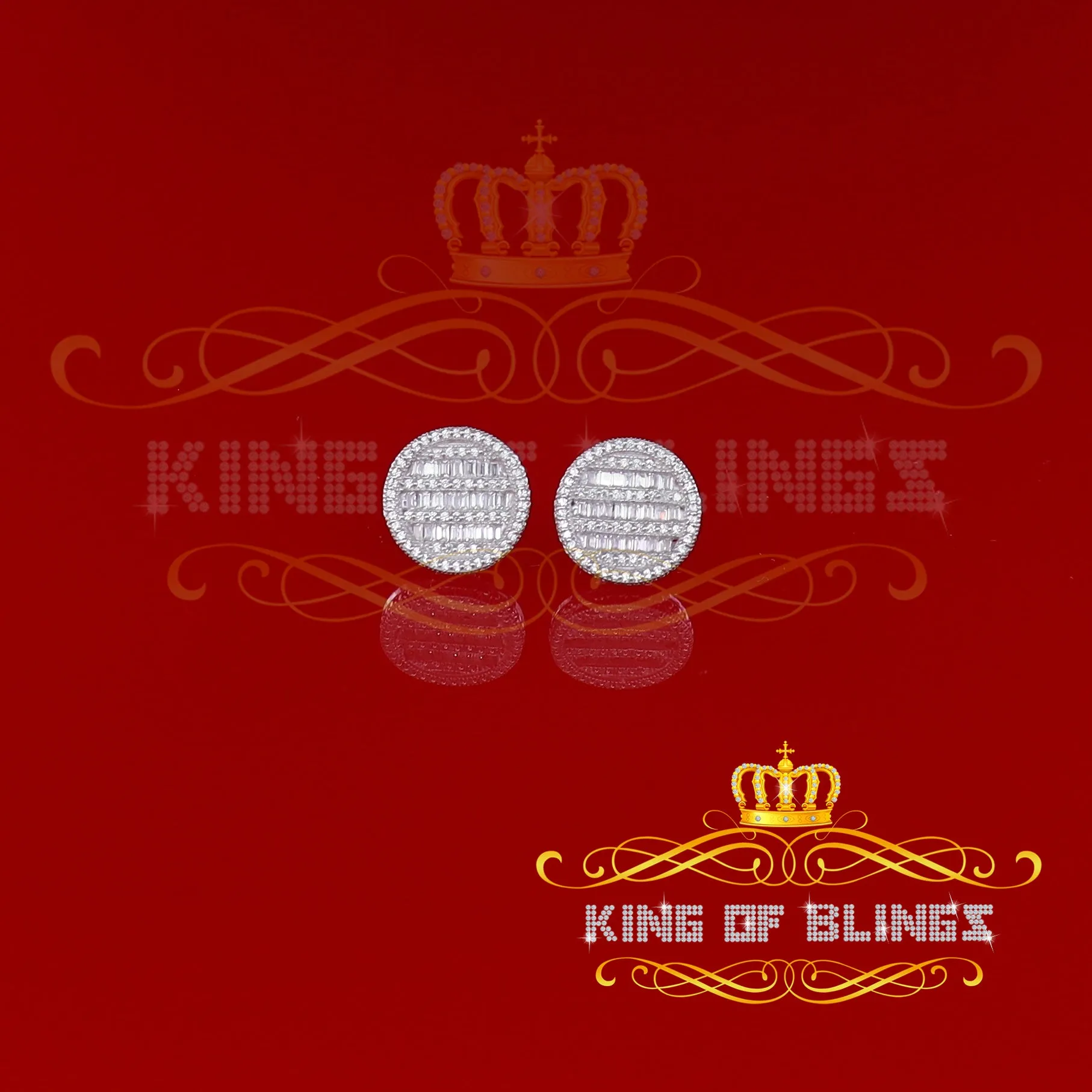 King of Blings- 0.68ct Cubic Zirconia 925 Sterling White Silver Round Men's & Women's Earrings