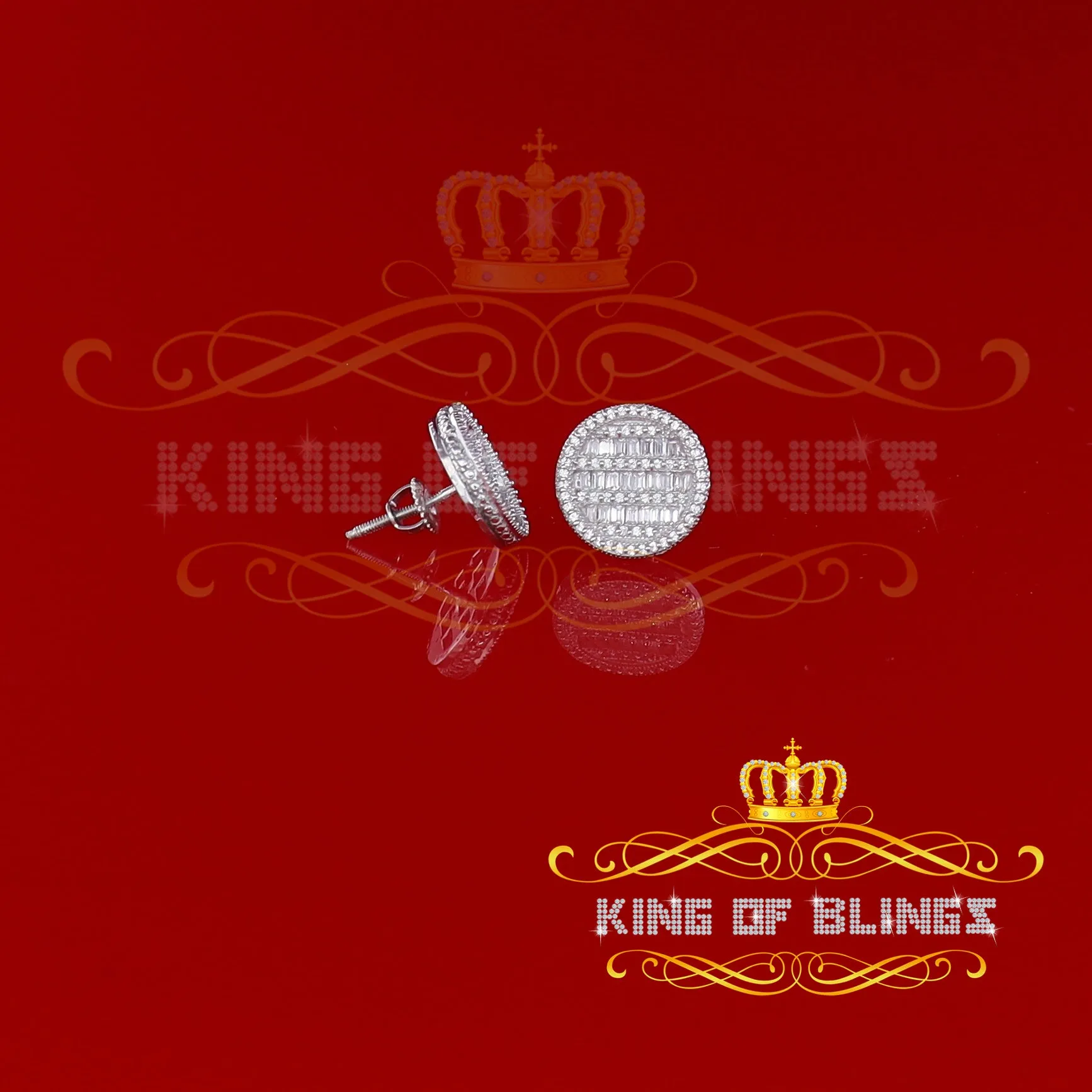 King of Blings- 0.68ct Cubic Zirconia 925 Sterling White Silver Round Men's & Women's Earrings