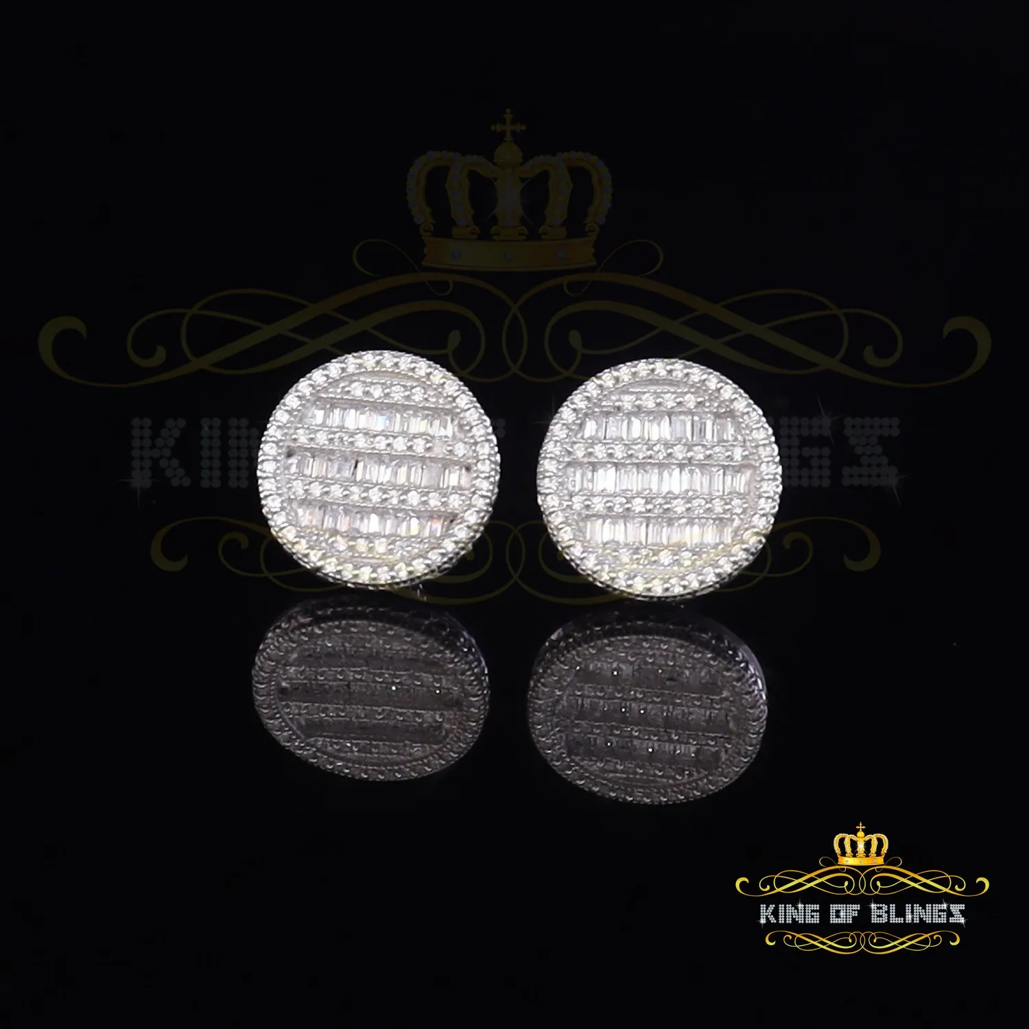 King of Blings- 0.68ct Cubic Zirconia 925 Sterling White Silver Round Men's & Women's Earrings