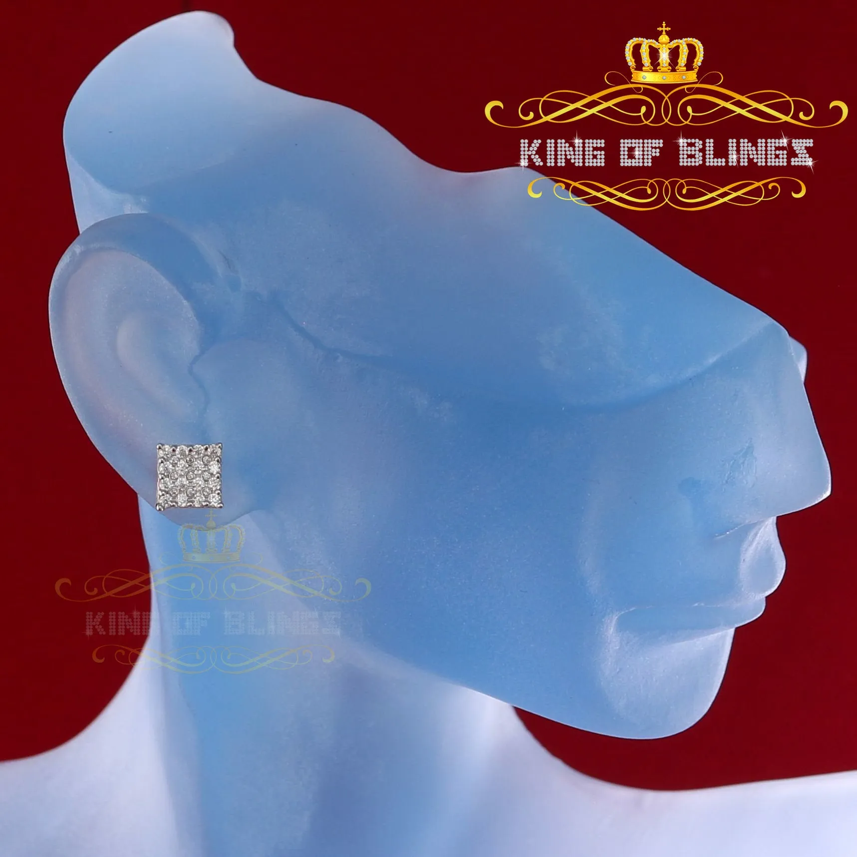 King of Bling's 0.88ct Cubic Zirconia 925 Yellow Sterling Silver Women's Hip Hop Square Earrings