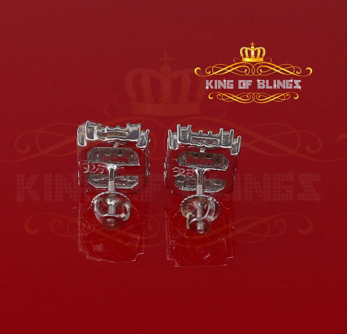 King of Blings- 1.18ct Cubic Zirconia 925 White Silver Women's & Men's Hip Hop Square Earrings