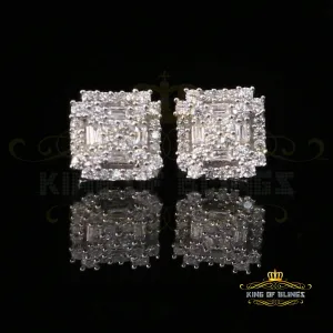 King of Blings- 1.18ct Cubic Zirconia 925 White Silver Women's & Men's Hip Hop Square Earrings