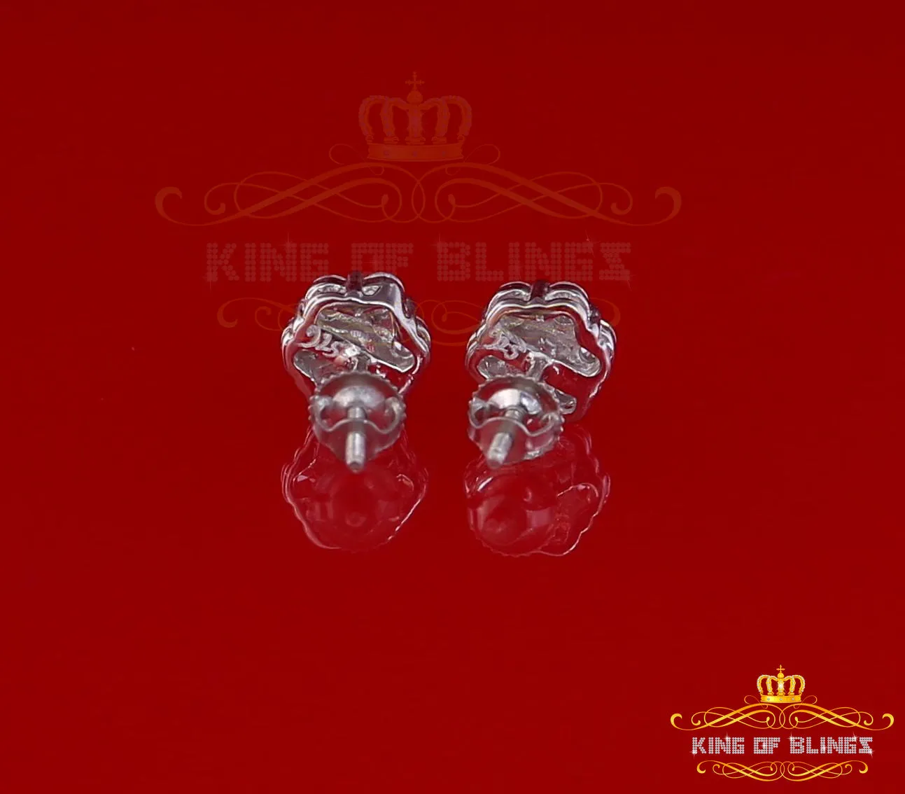 King of Blings- 925 White Silver Sterling 2.06ct Cubic Zirconia Hip Hop Floral Women's Earrings