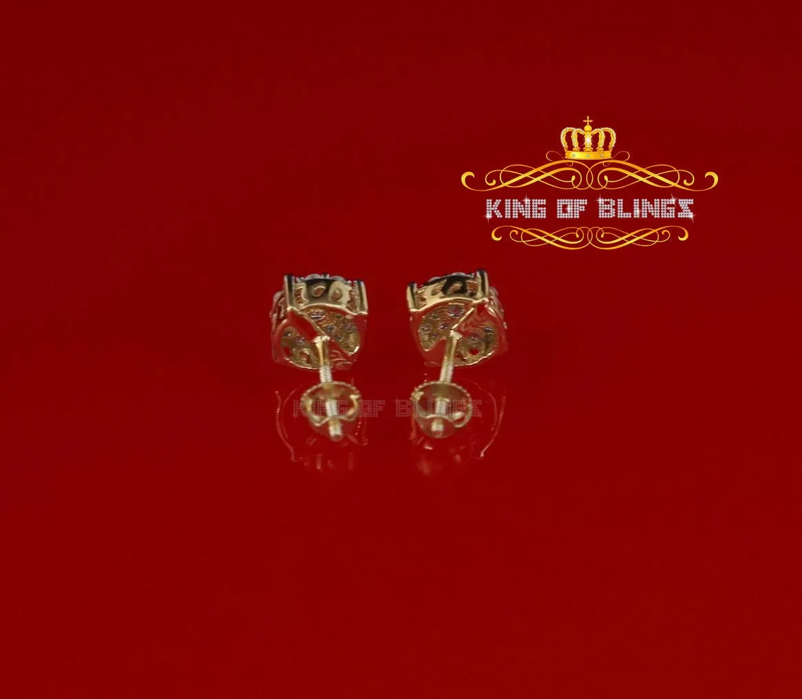 King of Bling's Aretes Para Hombre 925 Yellow Silver 0.66ct Cubic Zirconia Round Women's Earring
