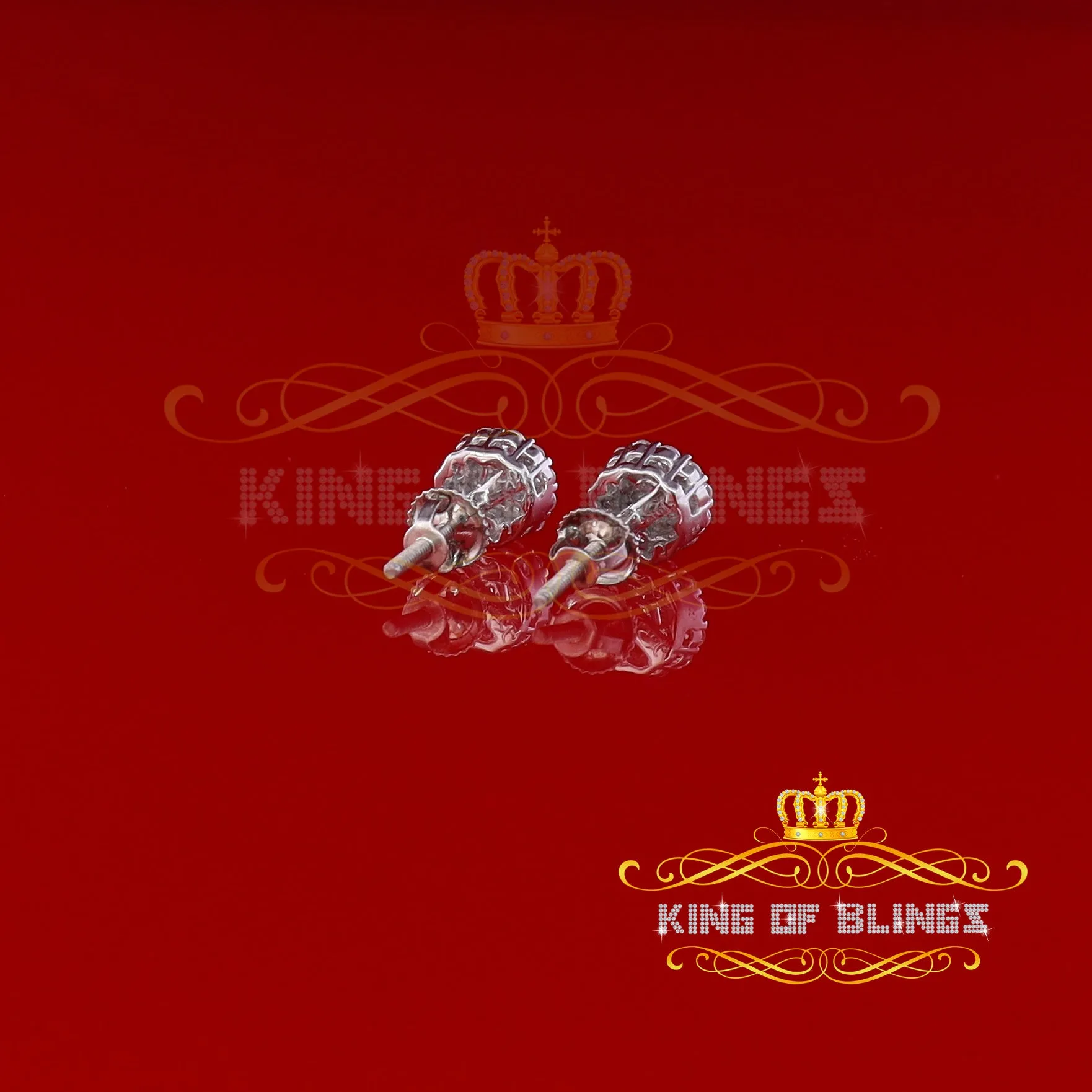 King of Blings- White 0.74ct Sterling Silver 925 Cubic Zirconia Women's Hip Hop Flower Earrings