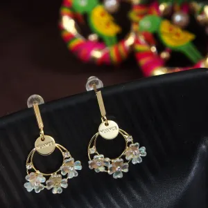 Korean Gold Plated Multi Floral Dangler Earring