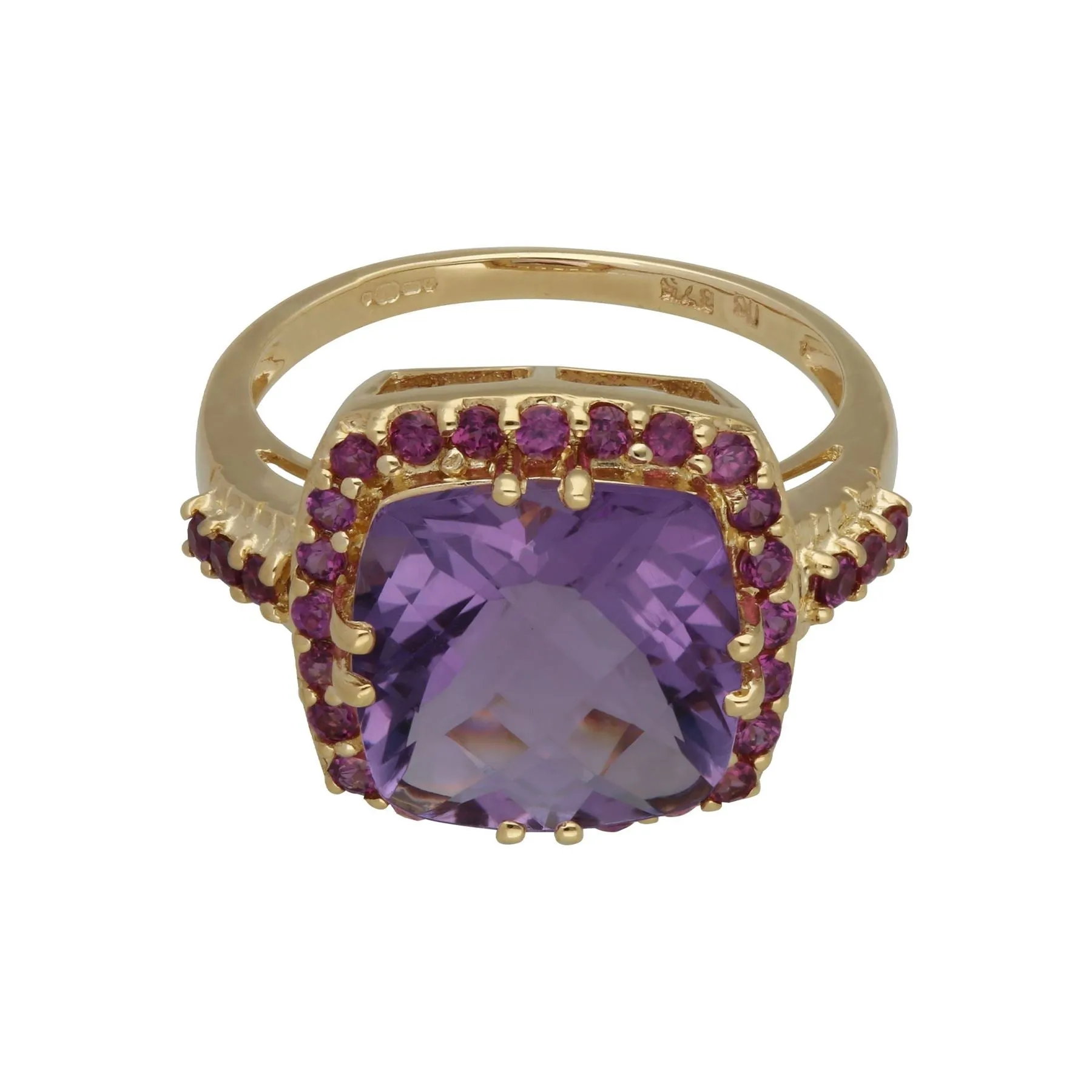 Kosmos Amethyst & Rhodolit Cocktail Ring in 9ct Gelb Gold