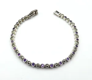 Ladies silver, marcasite and amethyst bracelet. 12.6gr