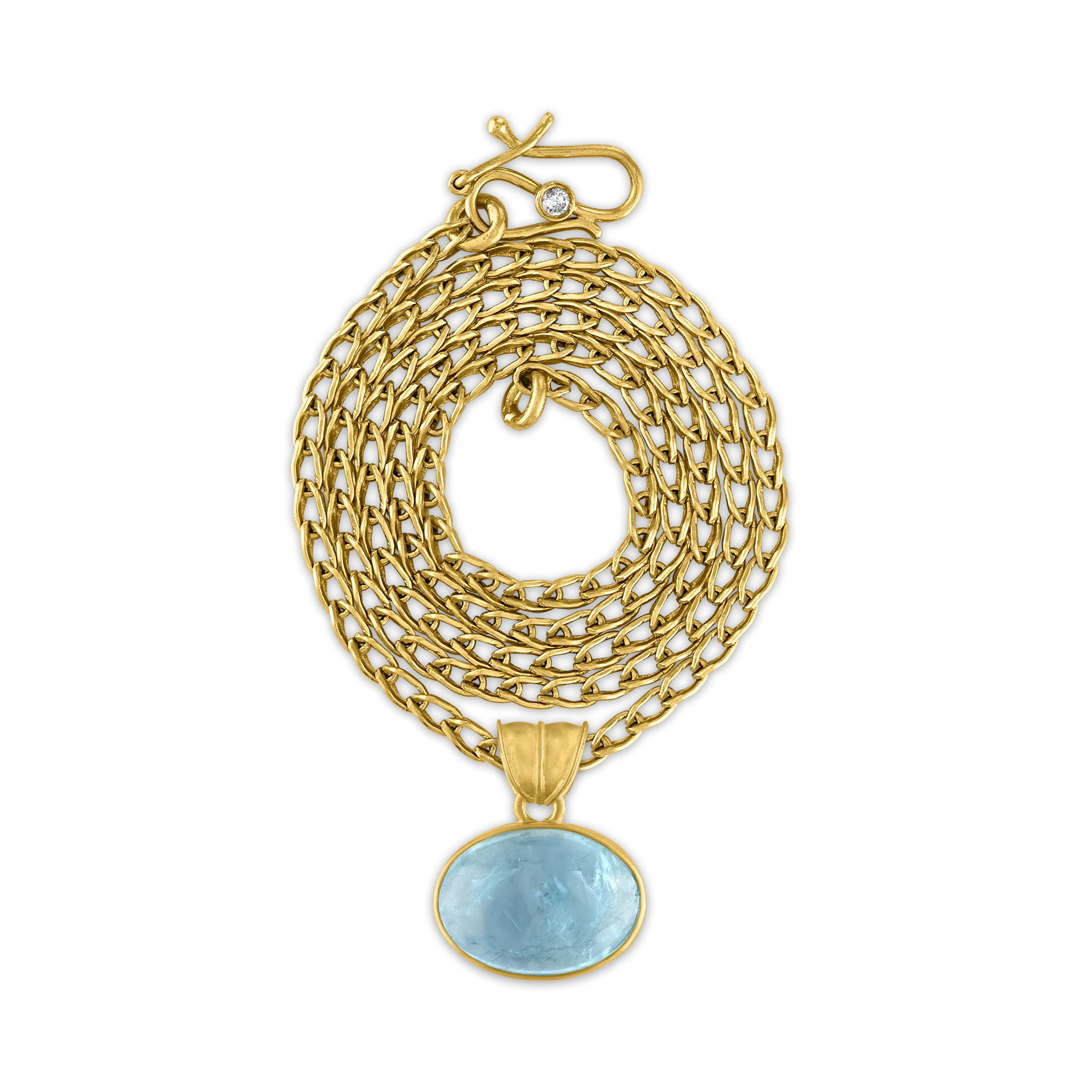 Large Aquamarine Oval Pendant