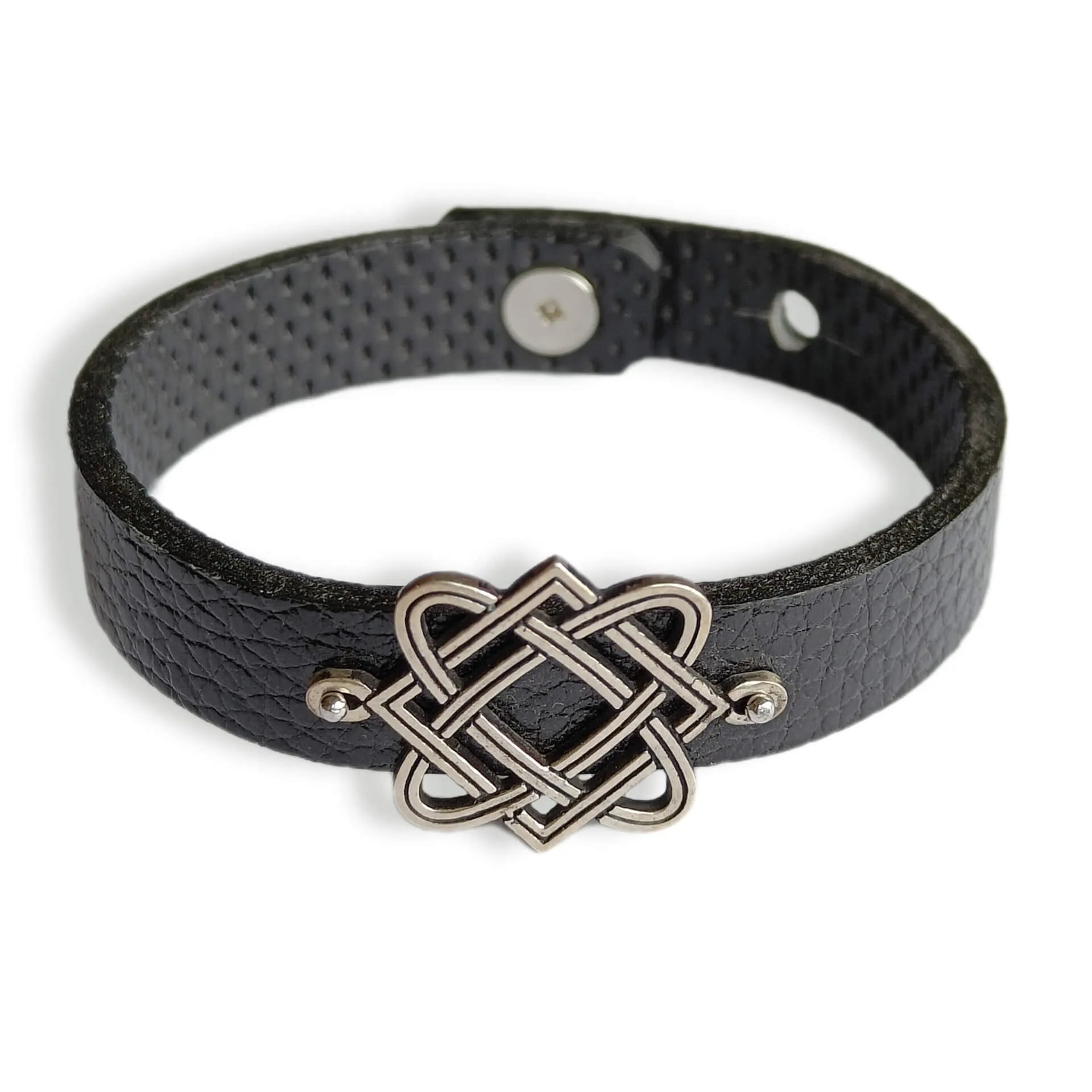 Large Celtic Knot, 925 Sterling Silver & Leather Bracelet