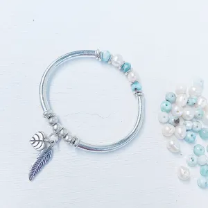 LARIMAR AND PEARL GODDESS BRACELET