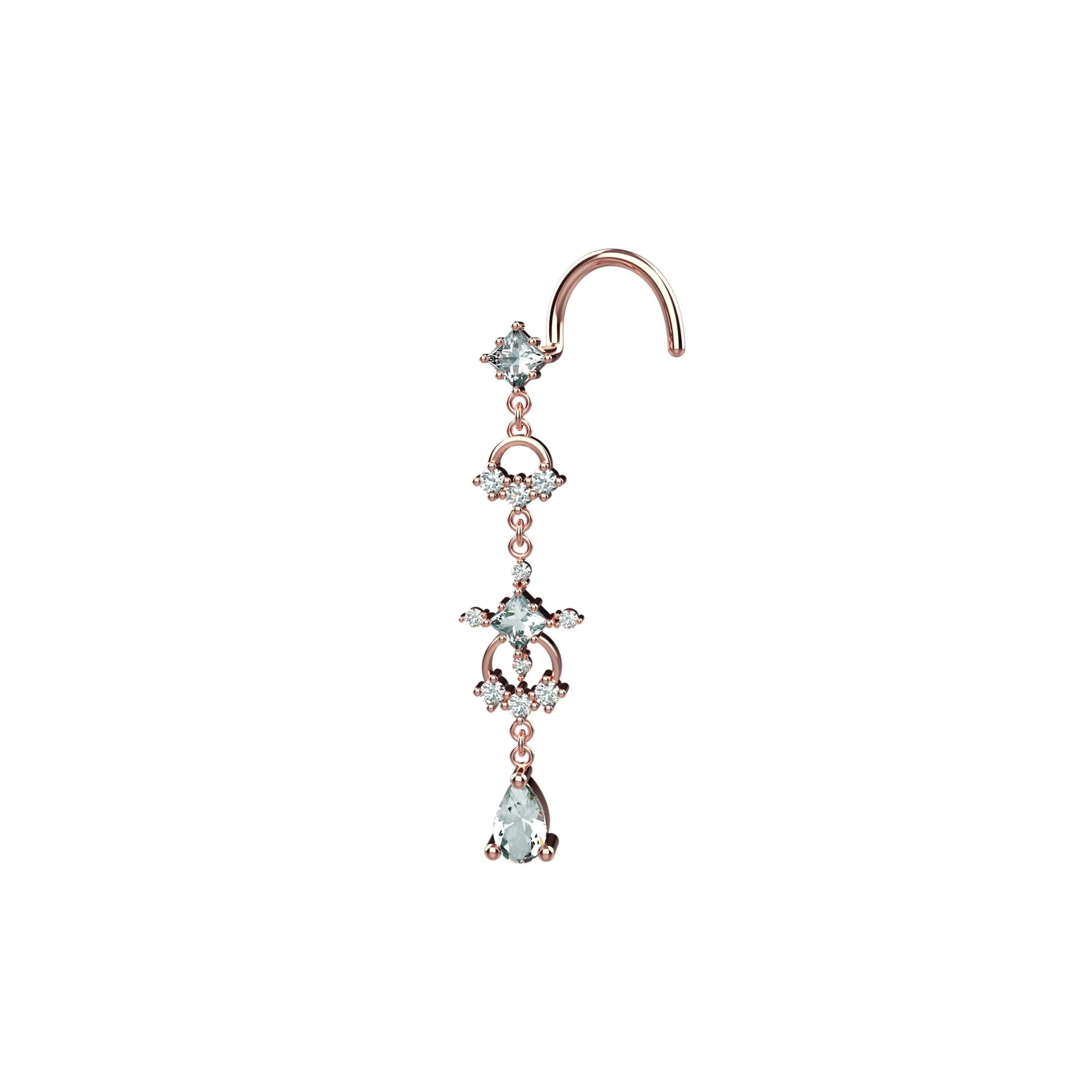 Long Dangling Nose Ring | Elegant Nose Piercing Jewelry
