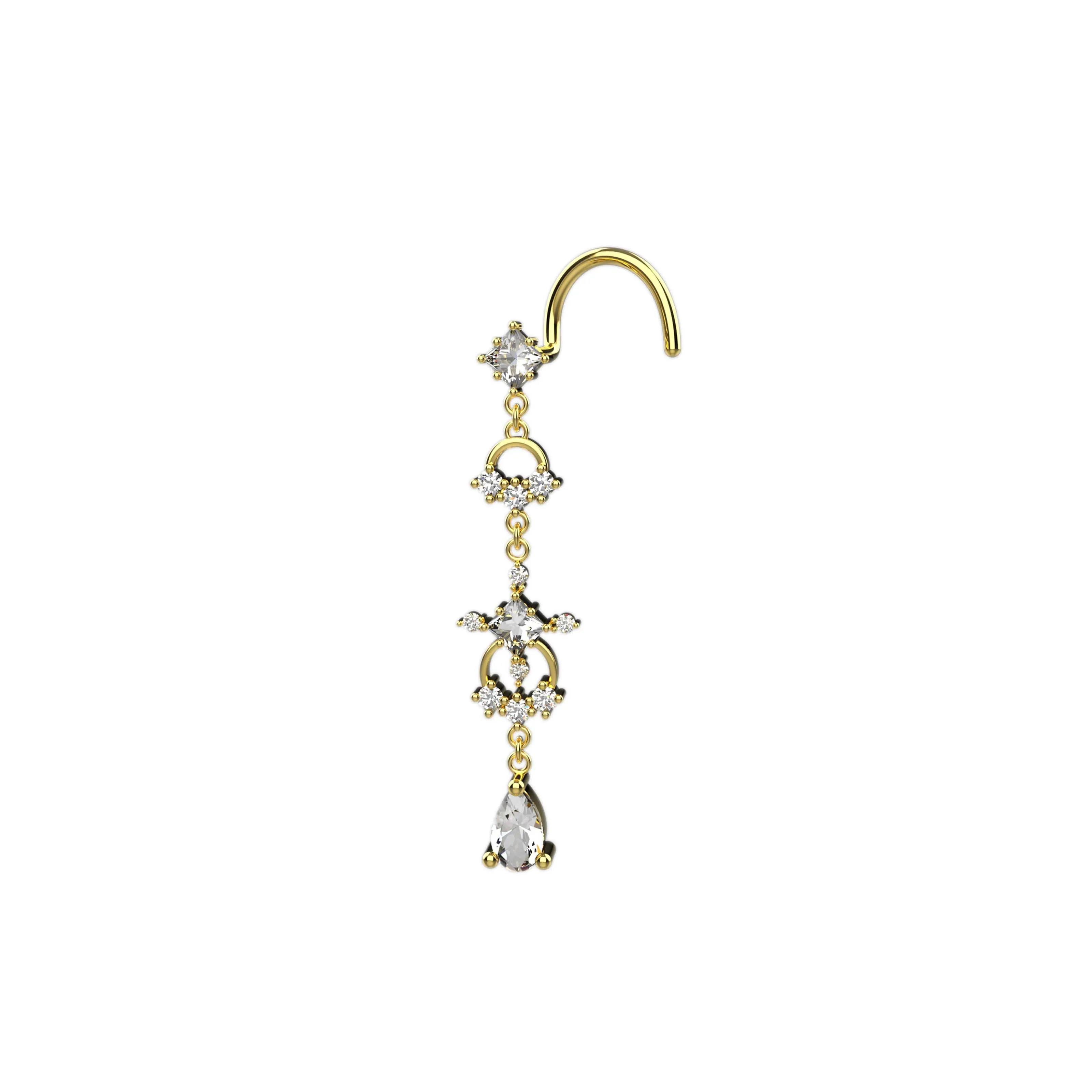 Long Dangling Nose Ring | Elegant Nose Piercing Jewelry