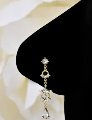 Long Dangling Nose Ring | Elegant Nose Piercing Jewelry
