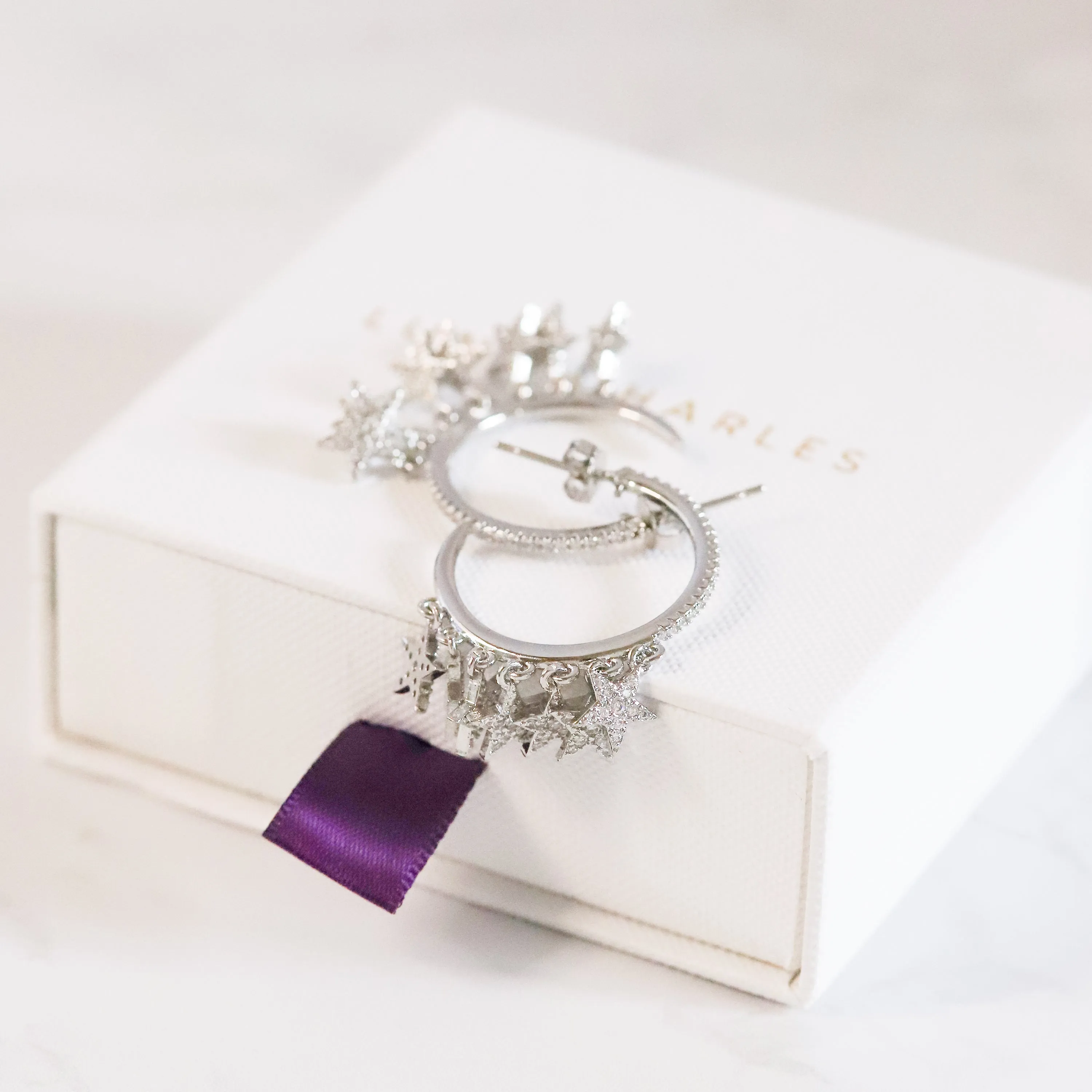 Lyra Star Hoop Earrings | 925 Sterling Silver