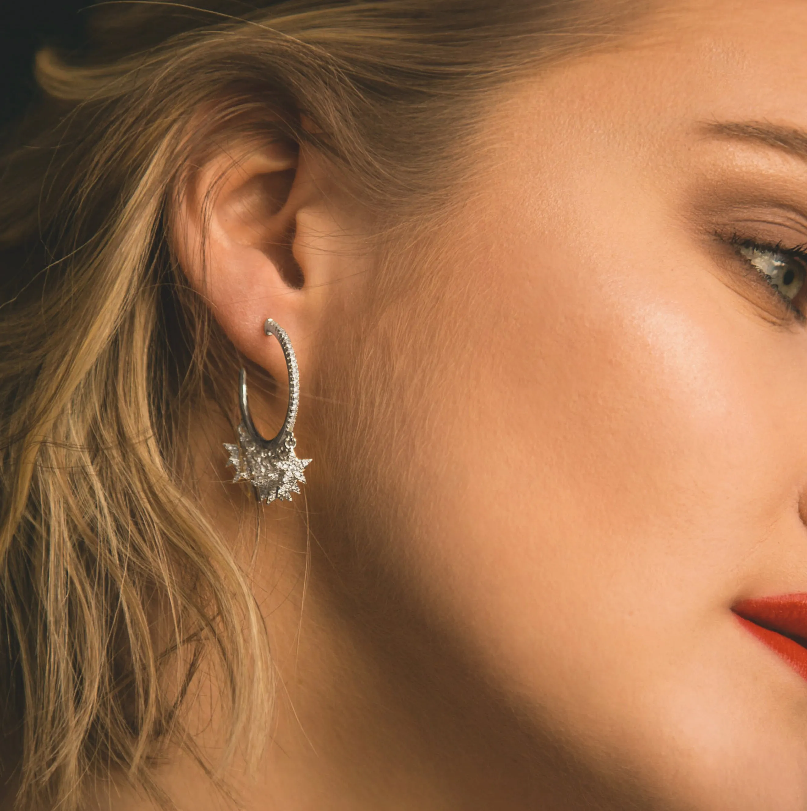 Lyra Star Hoop Earrings | 925 Sterling Silver