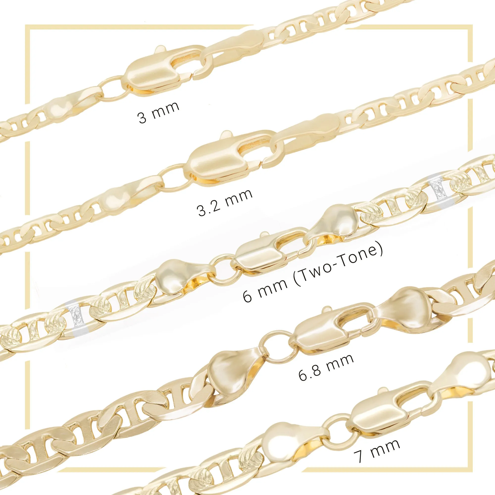 Mariner Chain Anklet 14K Gold Filled 3 mm Jewelry Women 9.5"