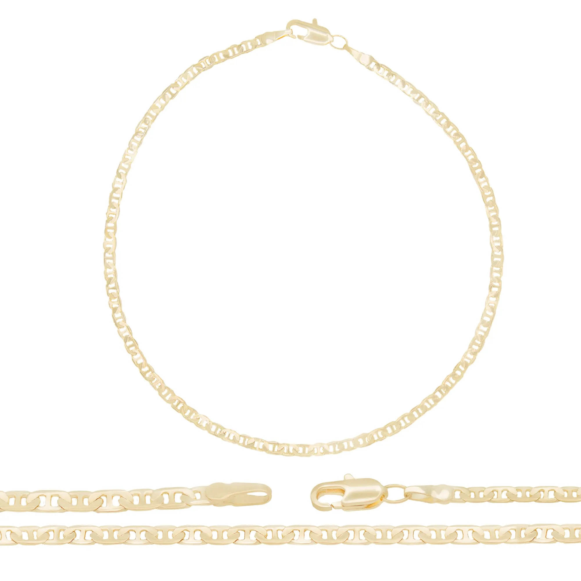 Mariner Chain Anklet 14K Gold Filled 3 mm Jewelry Women 9.5"