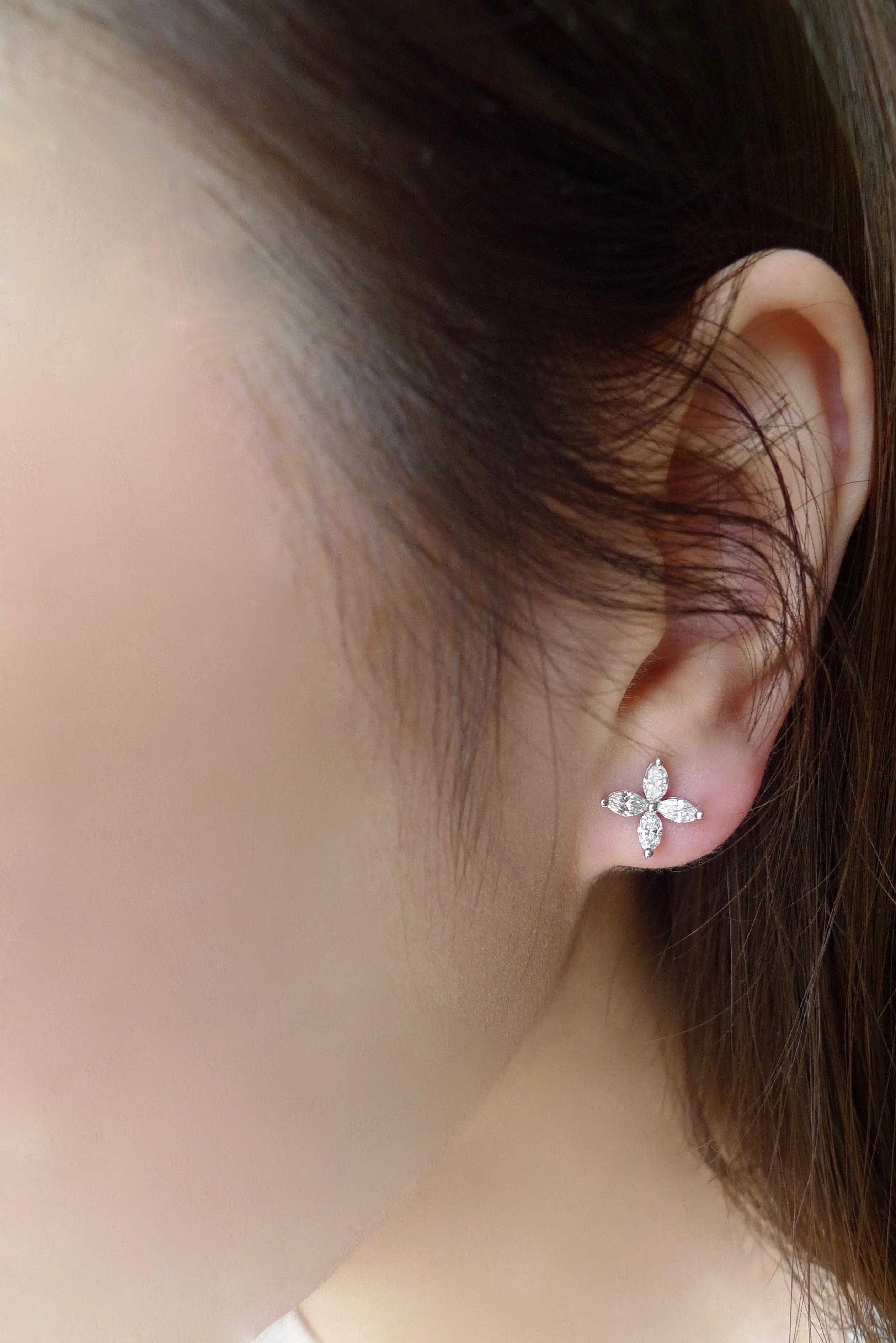 Marquise Cut Diamond Earrings in White Gold