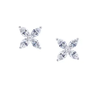 Marquise Cut Diamond Earrings in White Gold
