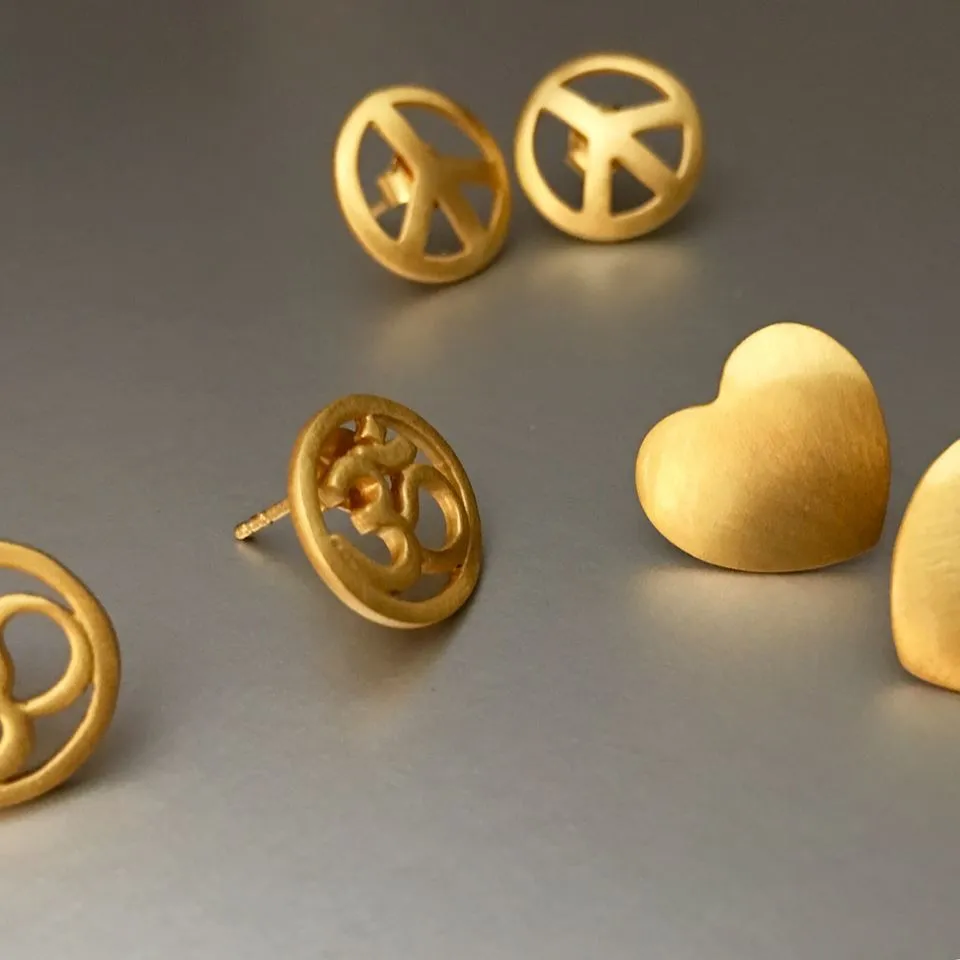 Merak Heart Sterling Silver Gold Plated Studs