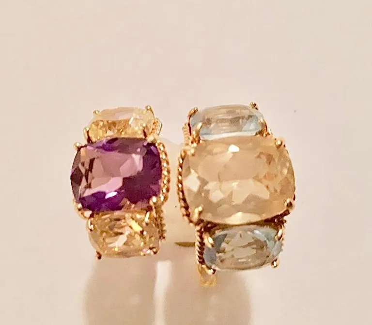 Mini Three Stone Ring with Rope Twist Border