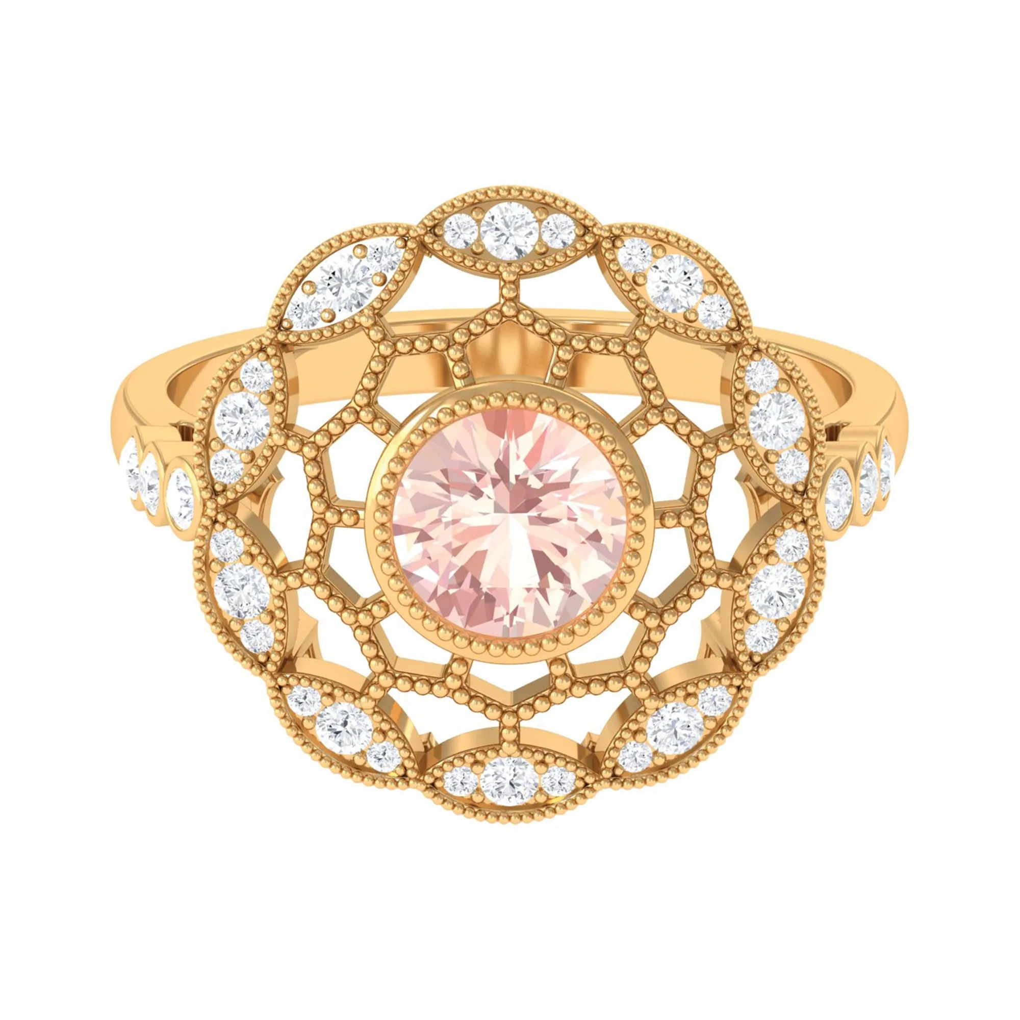 Morganite and Diamond Flower Statement Ring