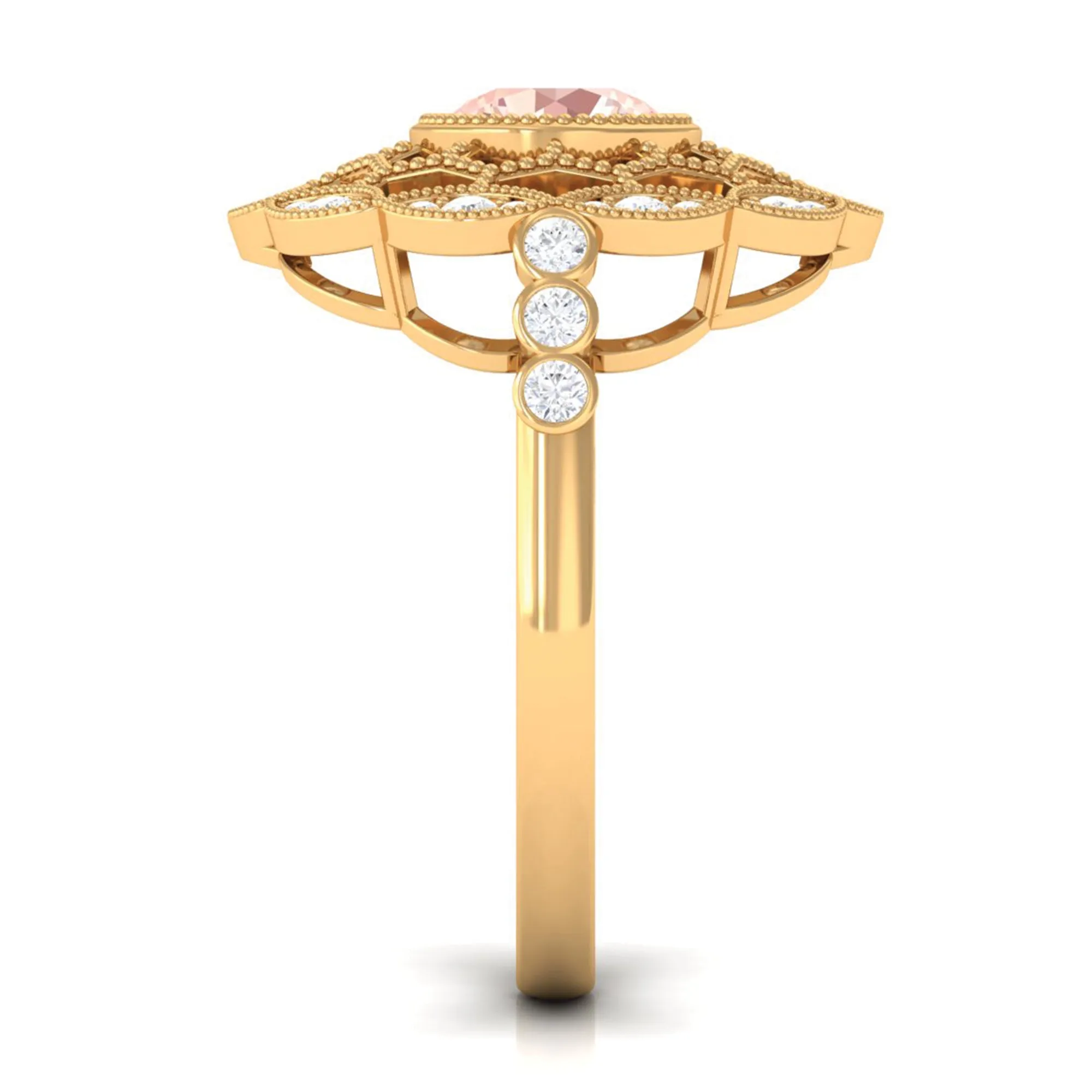 Morganite and Diamond Flower Statement Ring